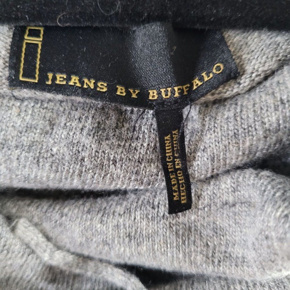 I Jeans by Buffalo Sweater Boho Western Fringe Cowl Neck Angora Blend‎ Gray L - Picture 13 of 13